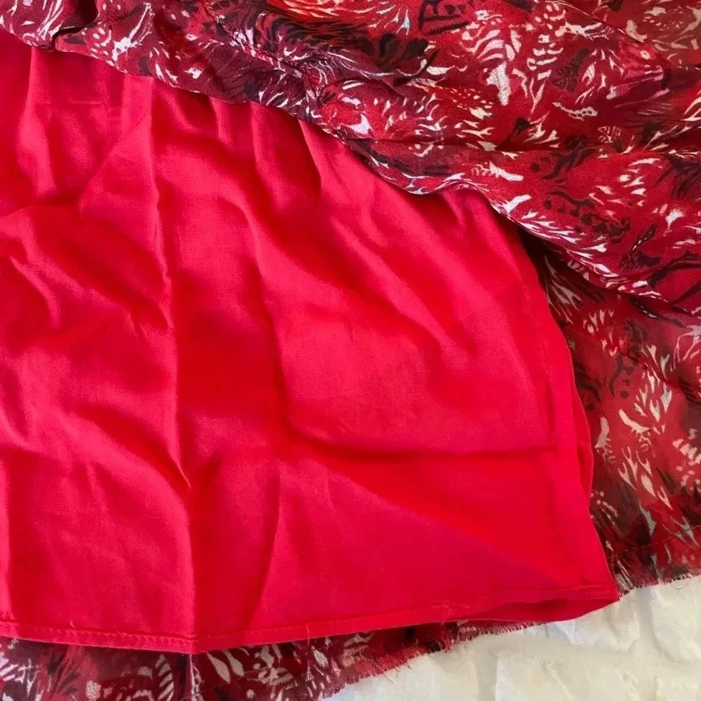 IRO Darling red printed  ruffle mini dress - Picture 11 of 12